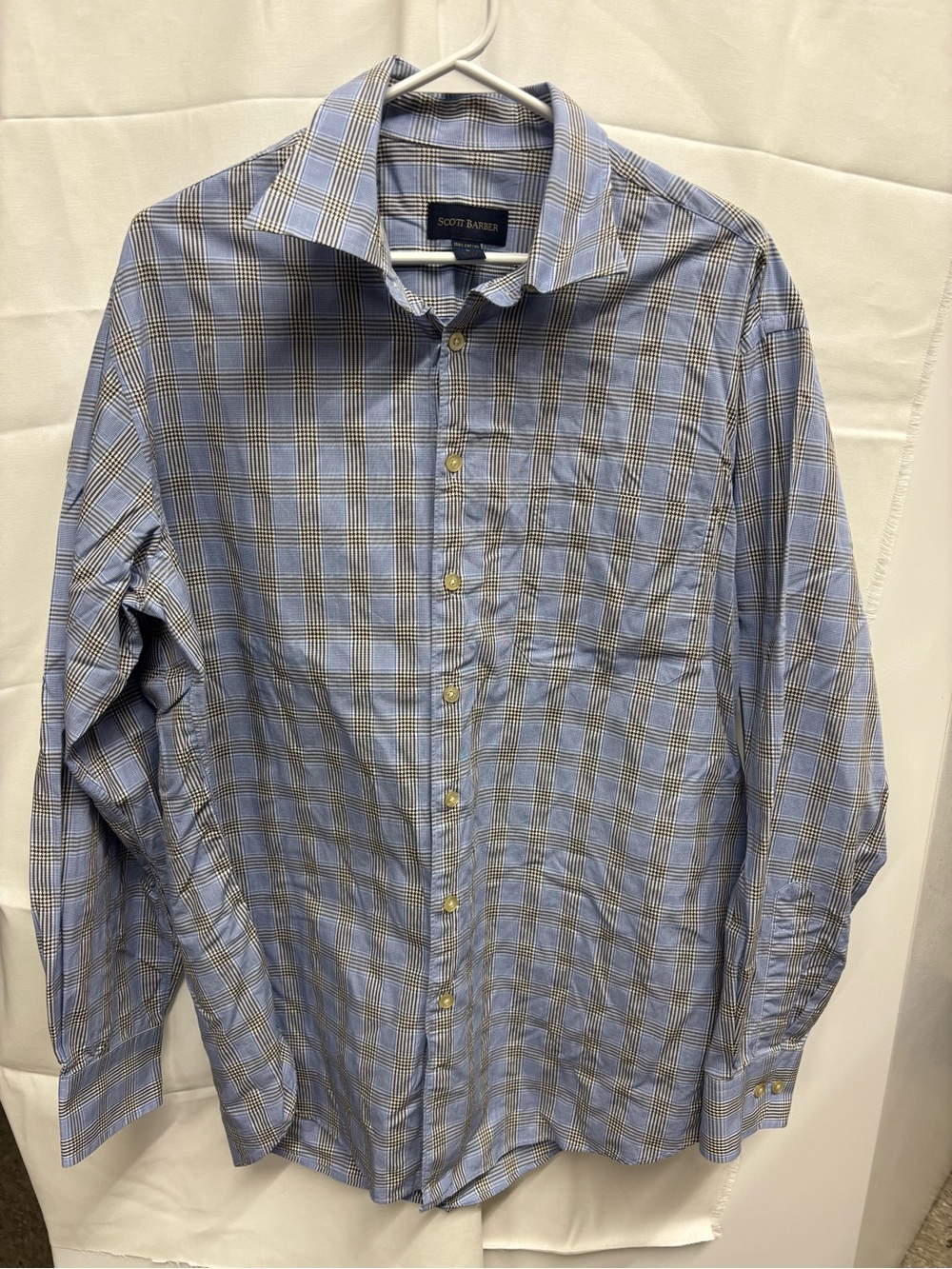 Light Blue Plaid Dress Shirt by Scott Barber.